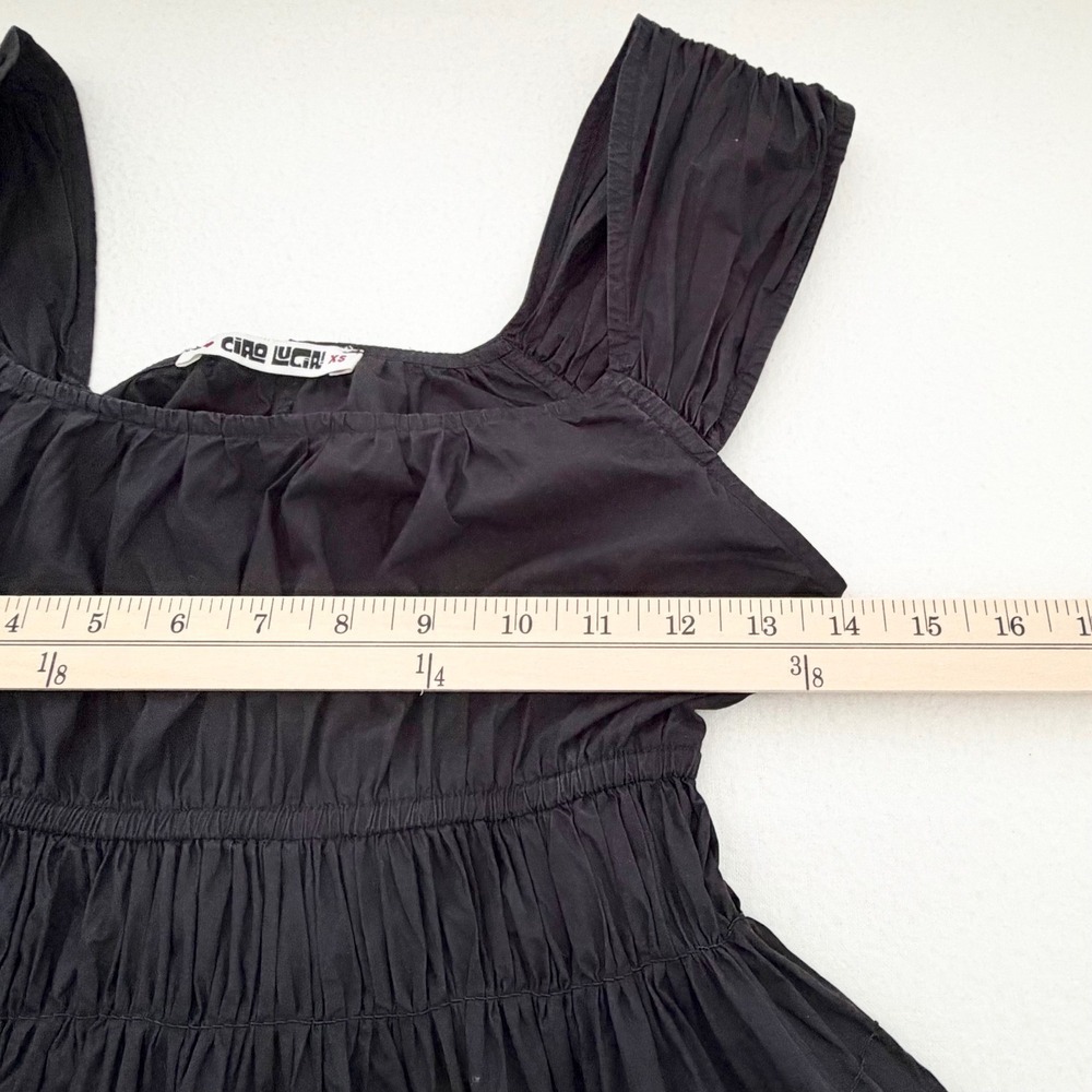 Ciao Lucia Abella Dress XS Black Cotton Poplin Smocked Mini LBD Minimalist EUC - Picture 12 of 16